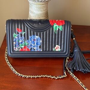 Tory Burch Navy Floral Crossbody Bag